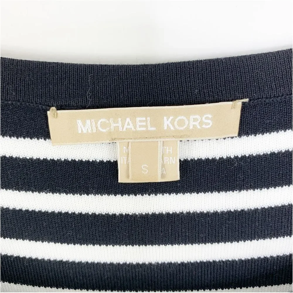 Michael Kors Short Sleeve Black and White Striped T-Shirt Dress‎